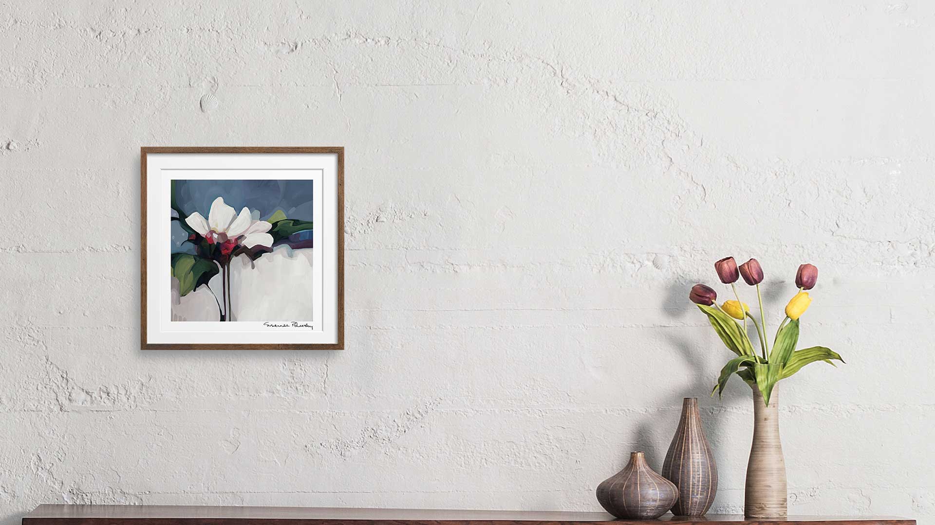 navy floral art print banner