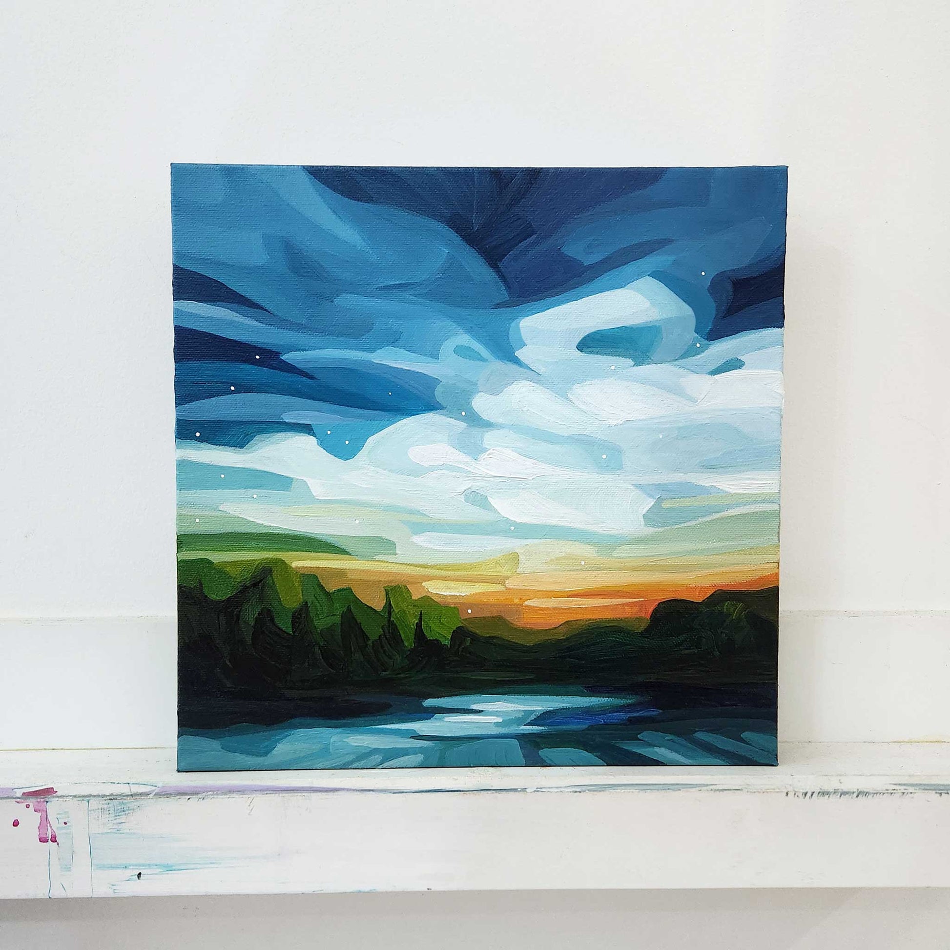 lakeside sundown painting