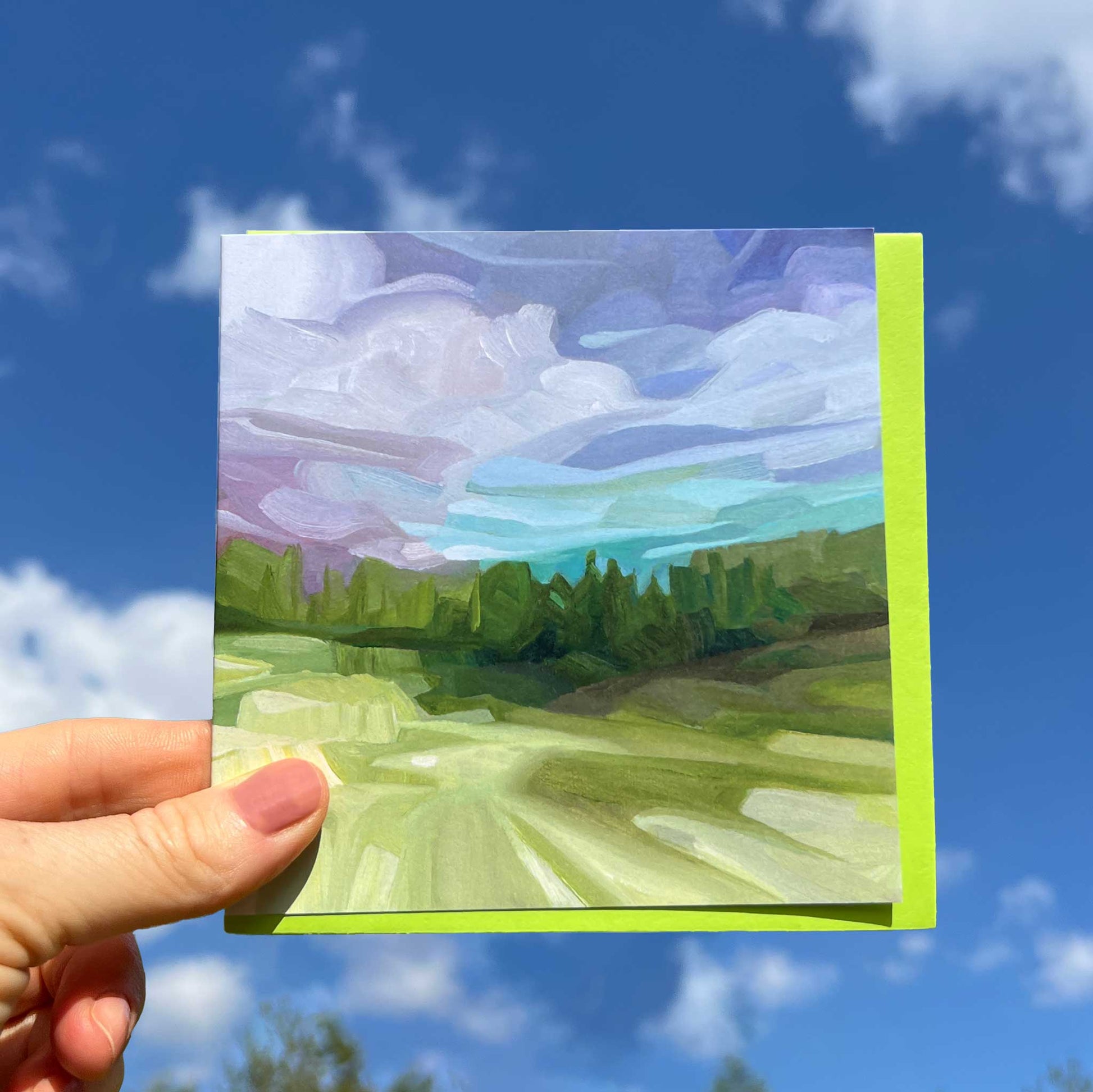 sunset landscape art greeting card