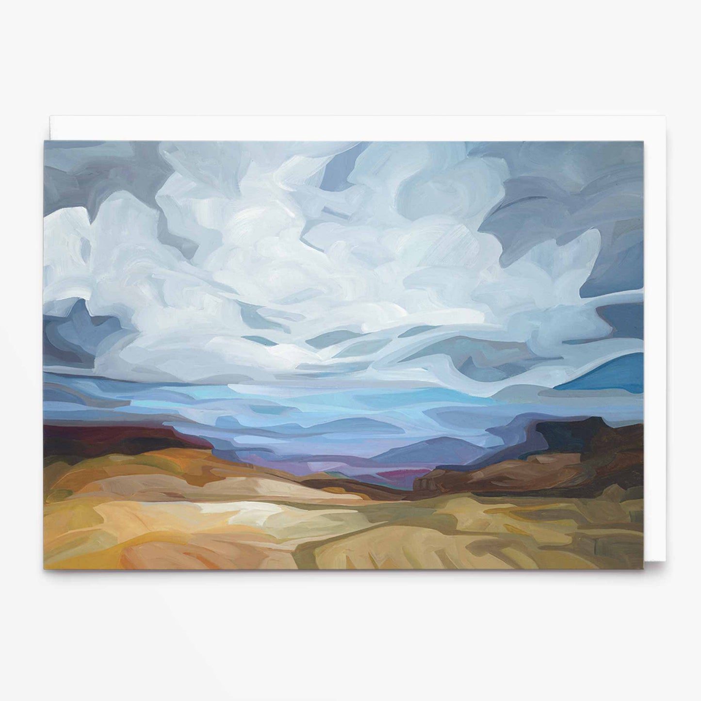lavender blue abstract sky painting art card