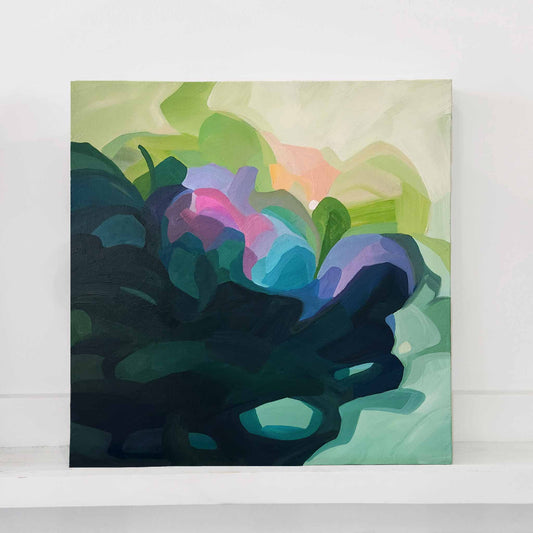 light and dark green abstract painting