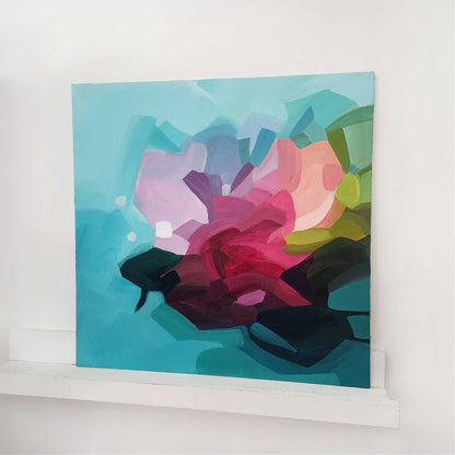 linger turquoise abstract painting