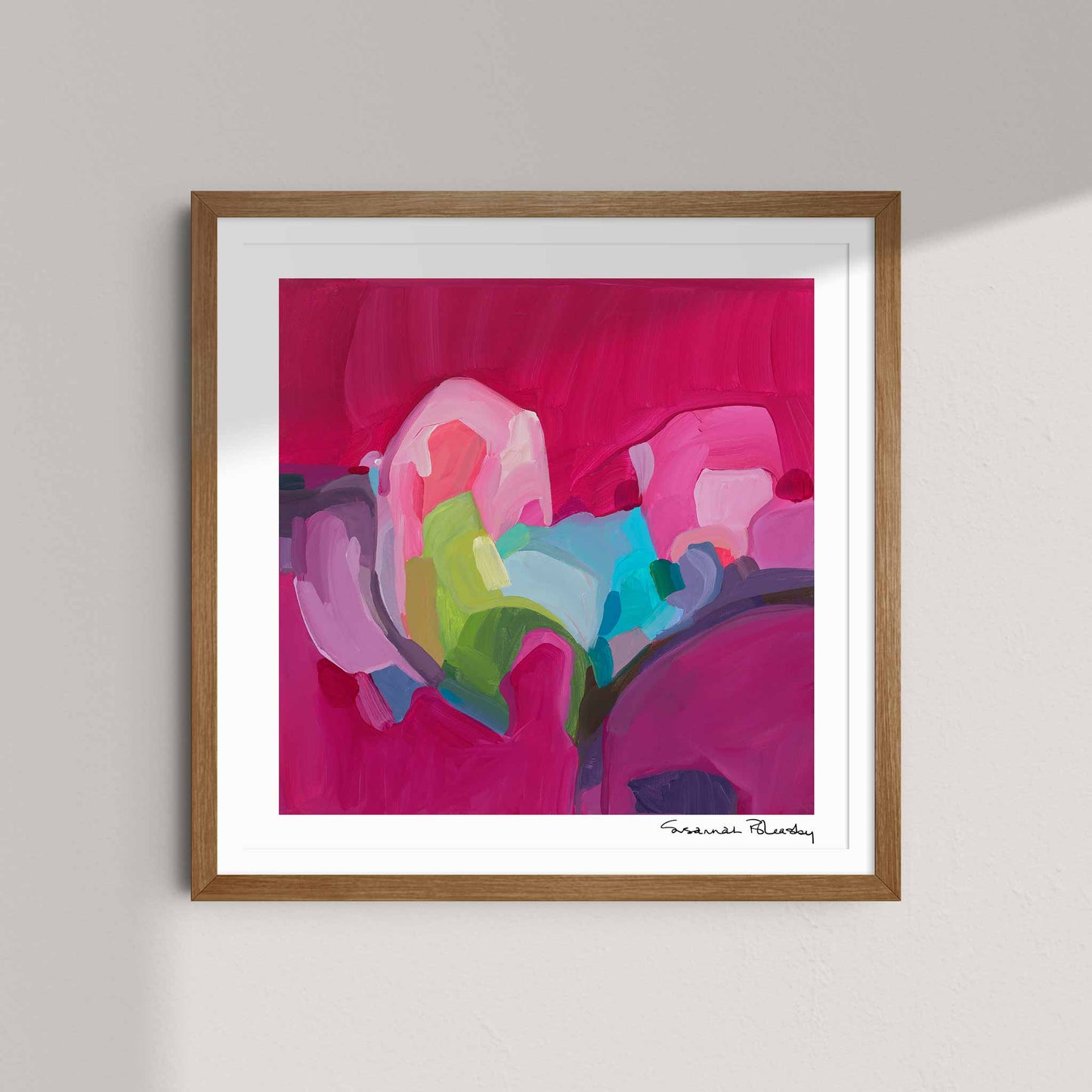 stunning magenta abstract art print creaed from acrylic abstract painting