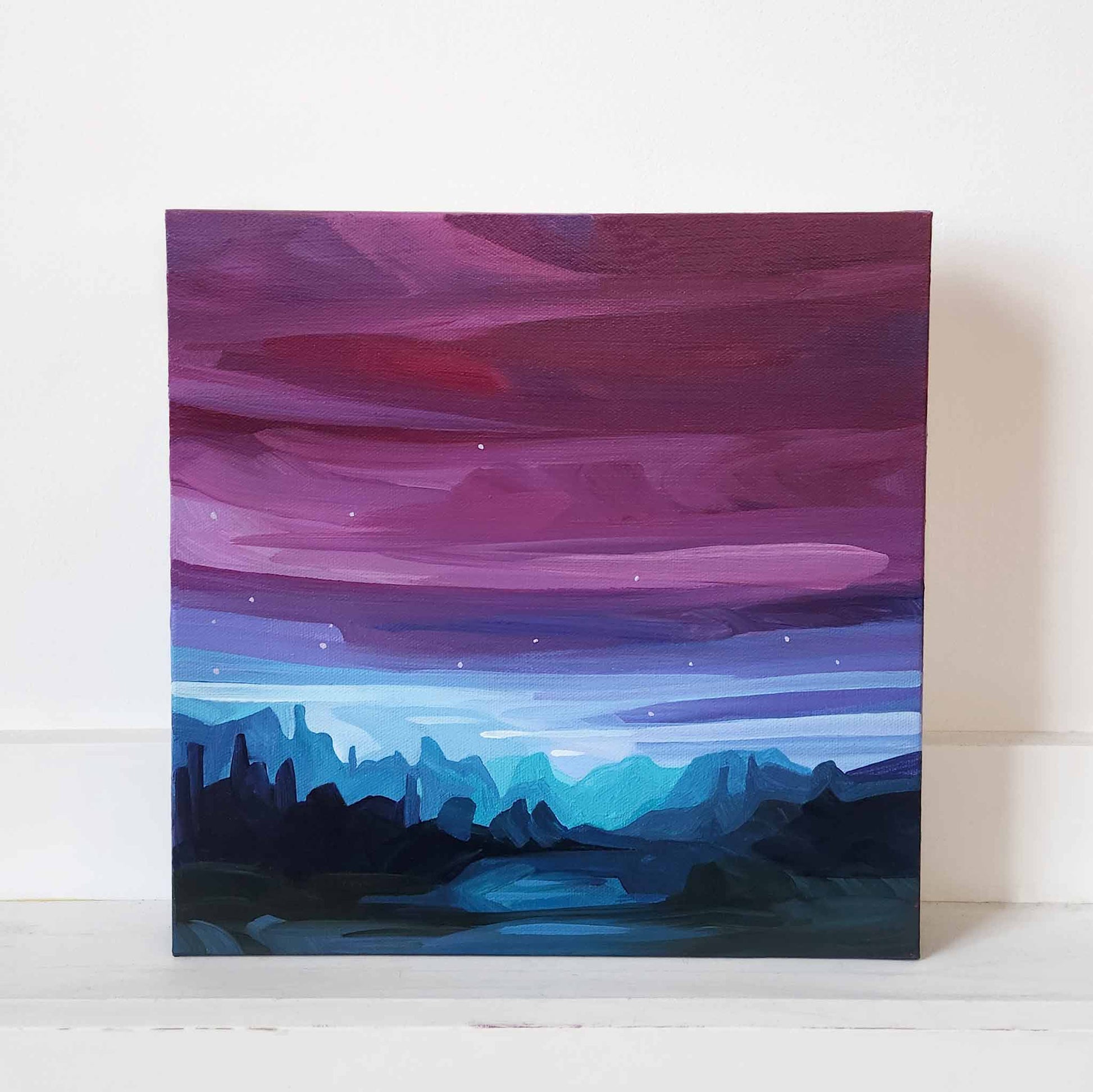magenta abstract landscape painting