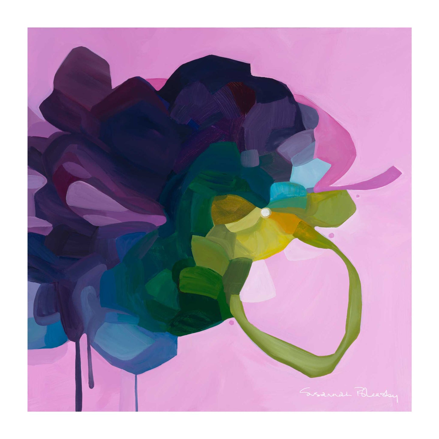 mauve floral abstract art print 8x8