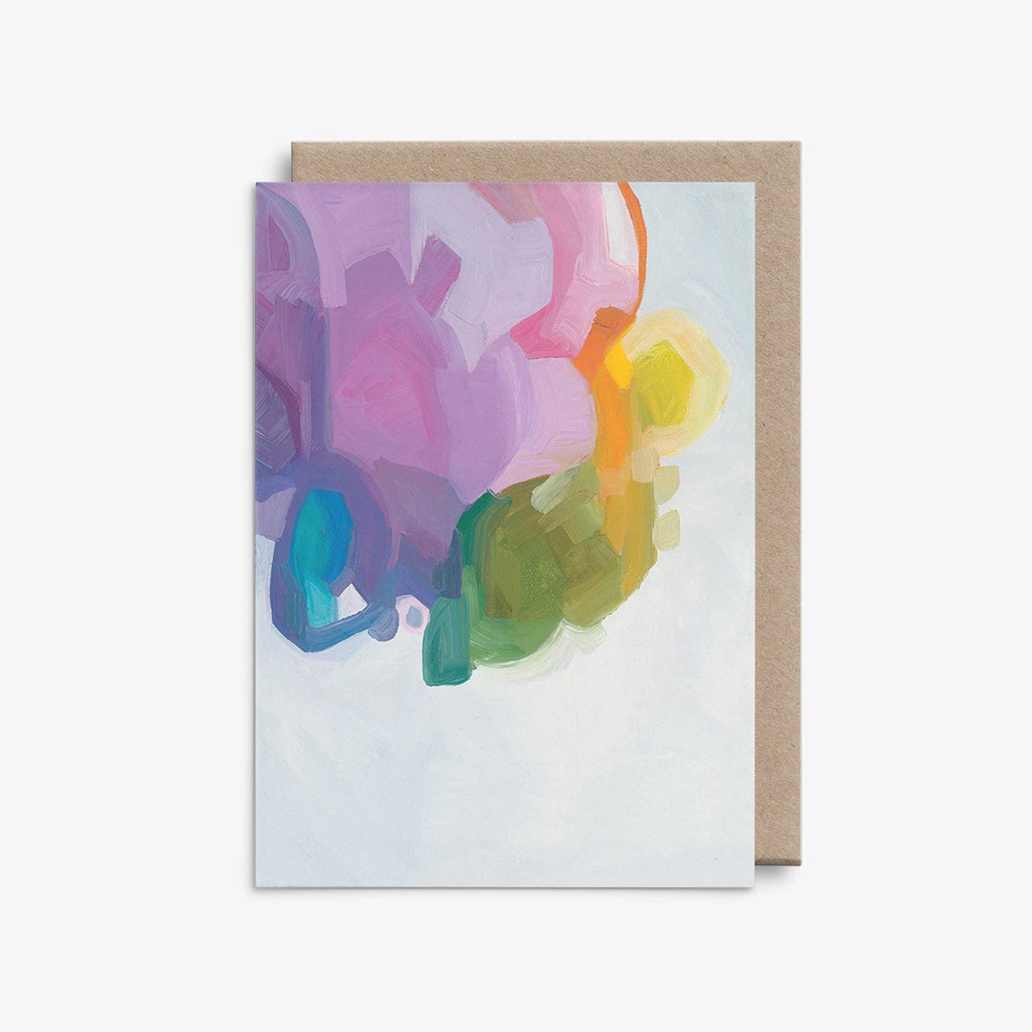 mauve abstract artist greeting card with kraft envelope