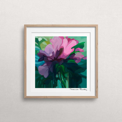 mauve abstract flower painting art print 12x12