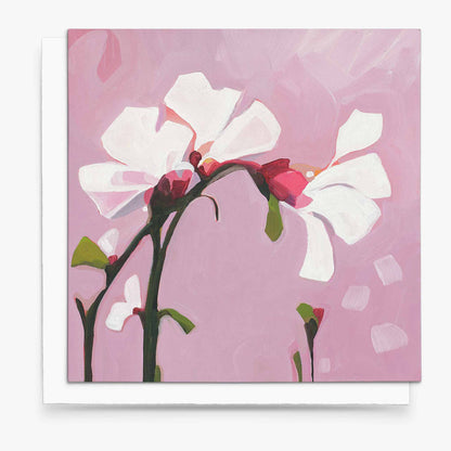 mauve pink card with flowers
