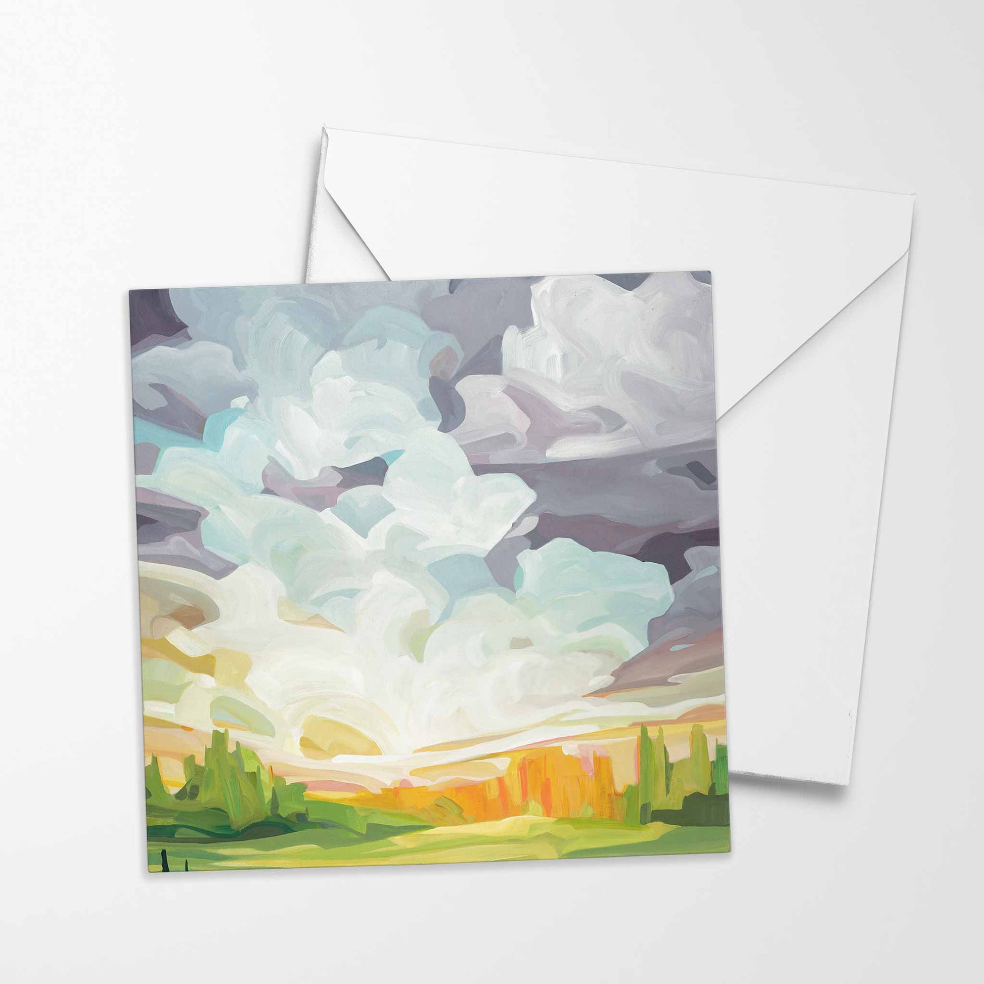 mauve sky painting blank greeting cards UK
