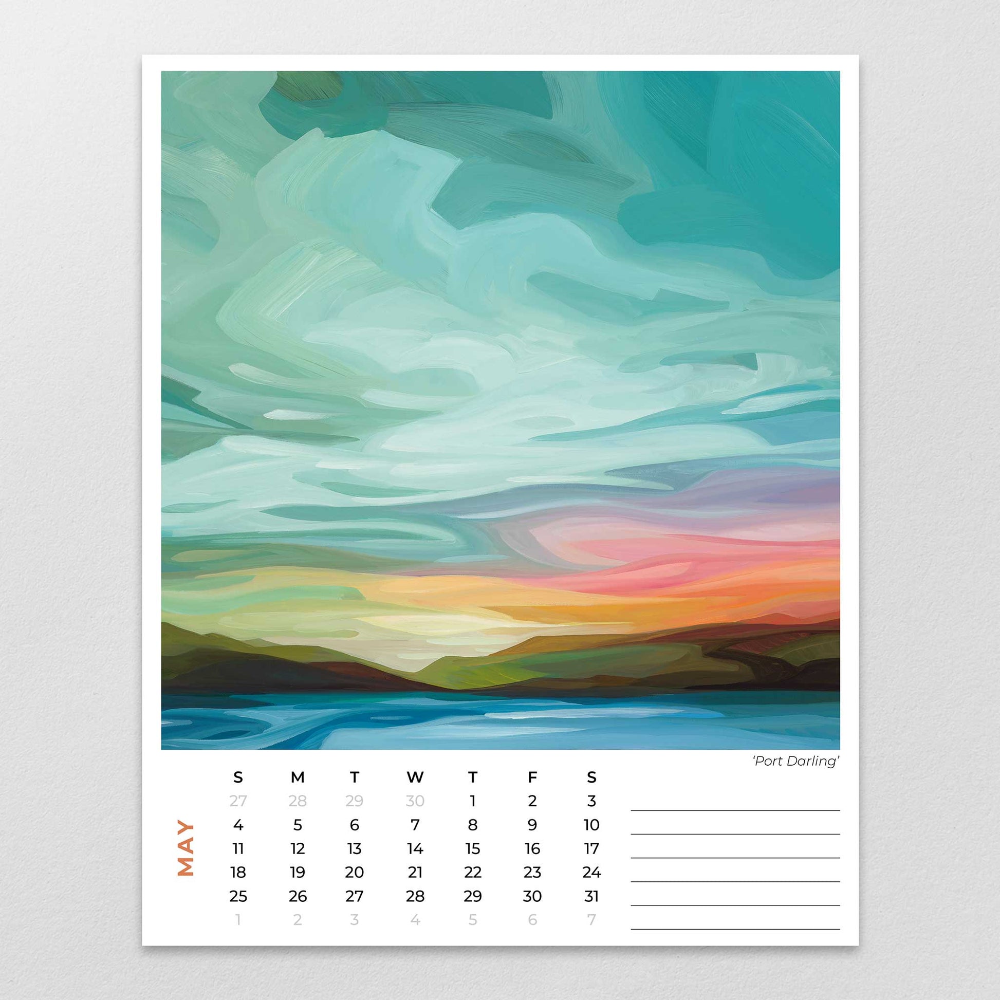 may 2025 month page from landscape art wall calendar