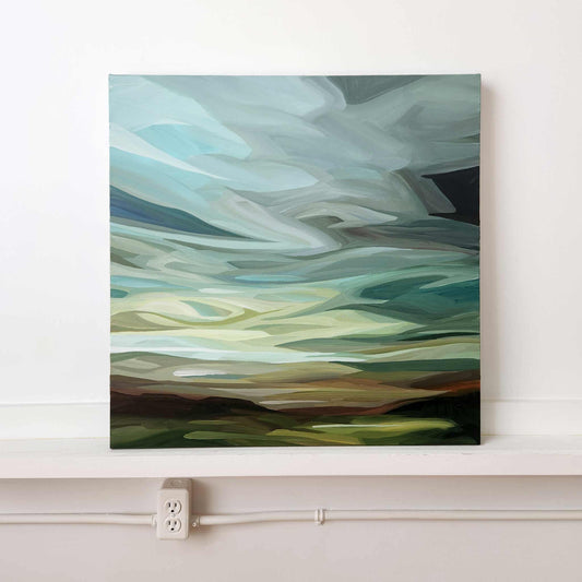 sea green modern abstract landscape painting