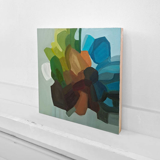 abstract oil painting in retro groovy colour palette