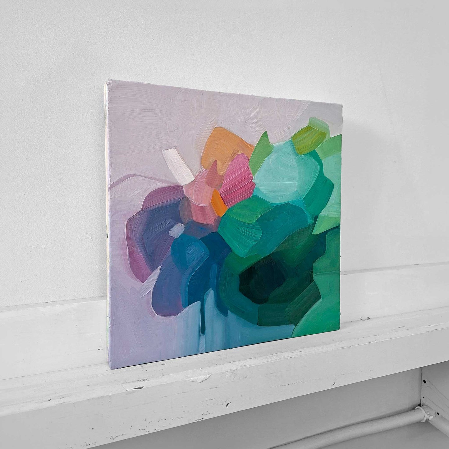 mauve evening floral abstract oil painting