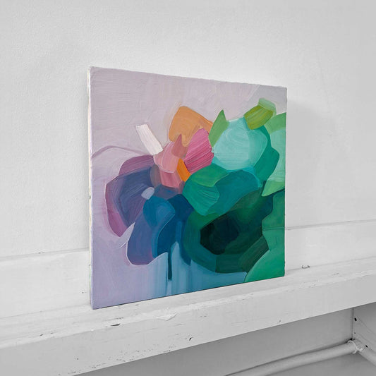 mauve evening floral abstract oil painting