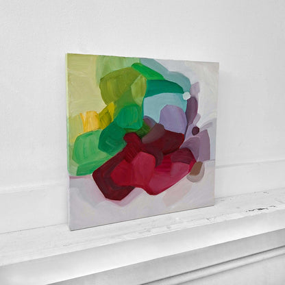 vibrant abstract oil painting inspired by juicy summer cherries