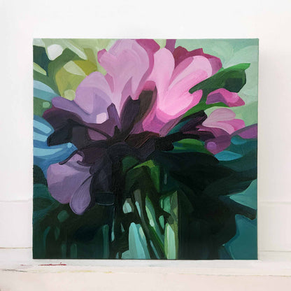 pink and mauve wildflower painting