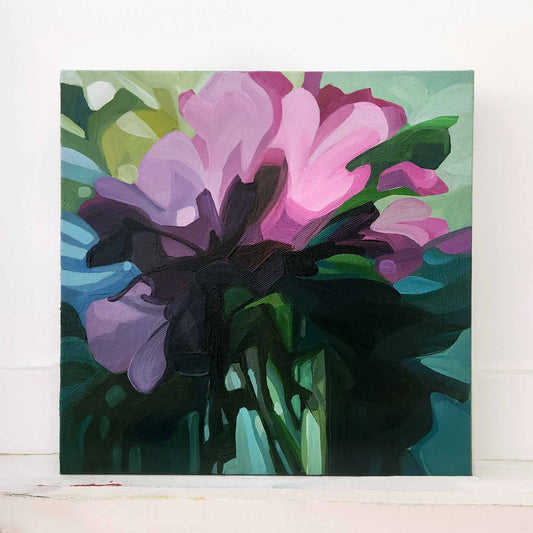 pink and mauve wildflower painting