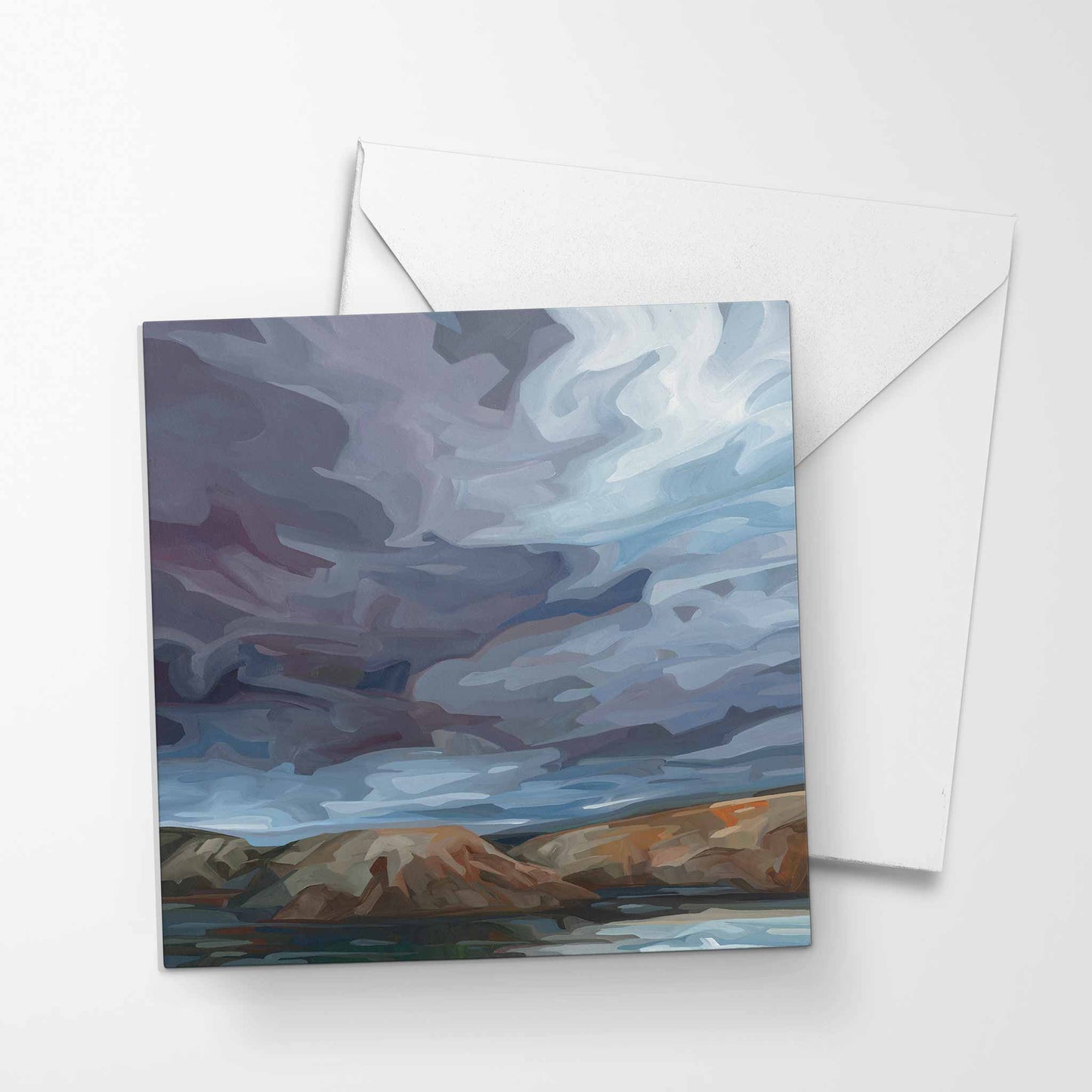 moody sky painting blank greeting card