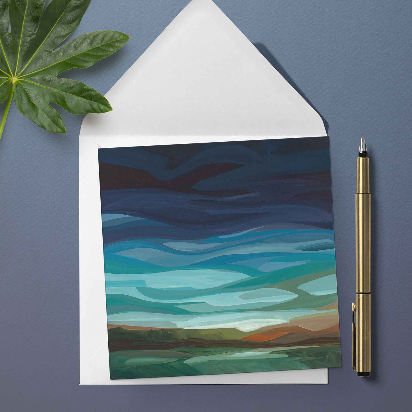 northern lights art greeting card UK