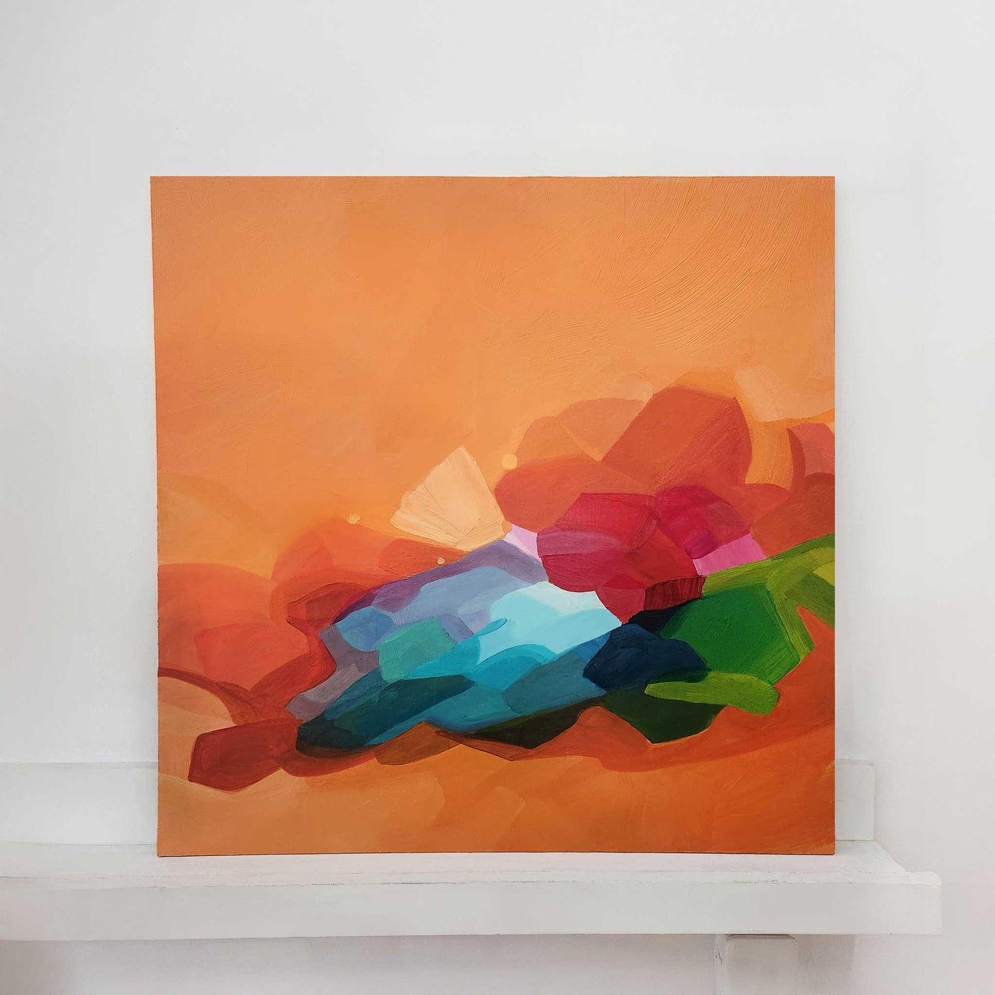 square orange abstract painting crush