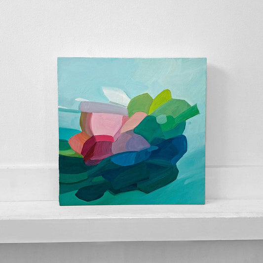 colourful teal and blue abstract oil painting