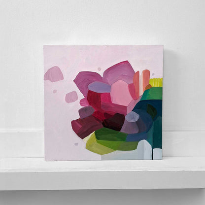 colourful abstract floral oil painting with angular brushstrokes