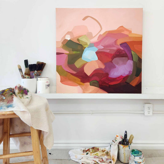 peach abstract painting original artwork
