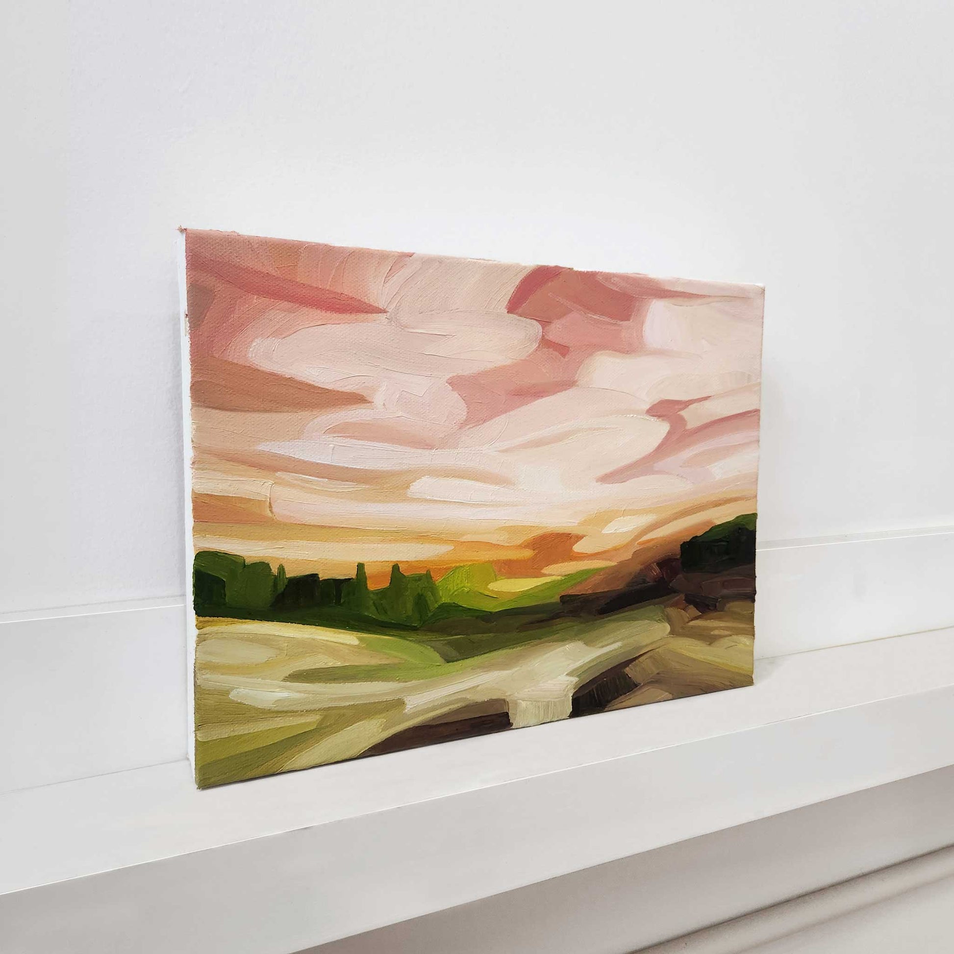 abstract landscape oil painting inspired by warm evening sky