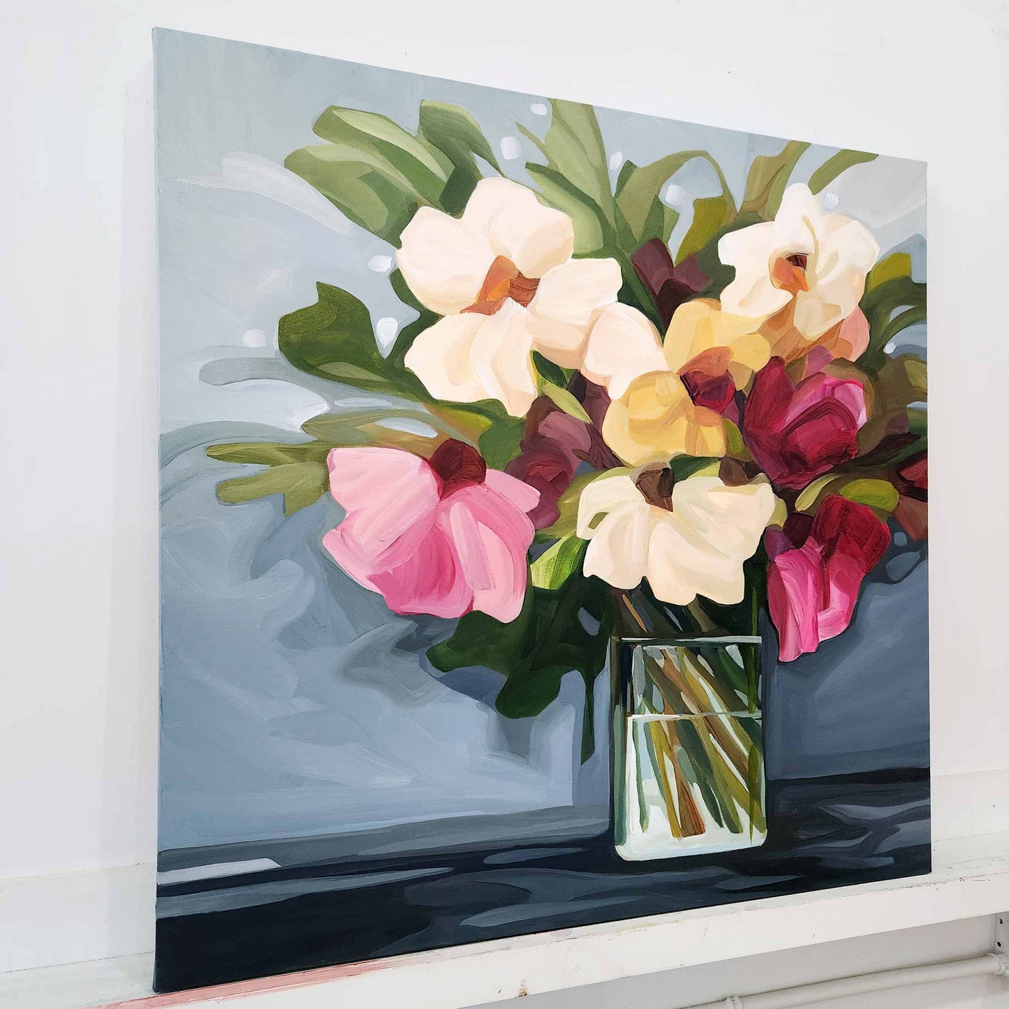 painting of a flower bouquet in a vase