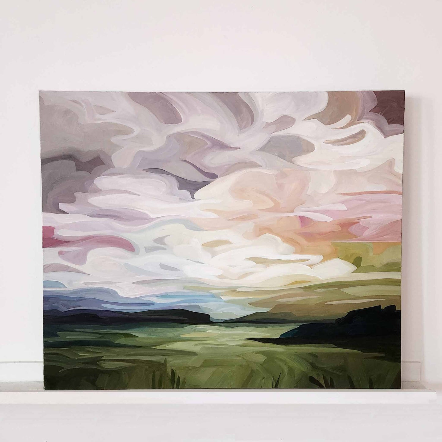 large pastel abstract acrylic sky painting