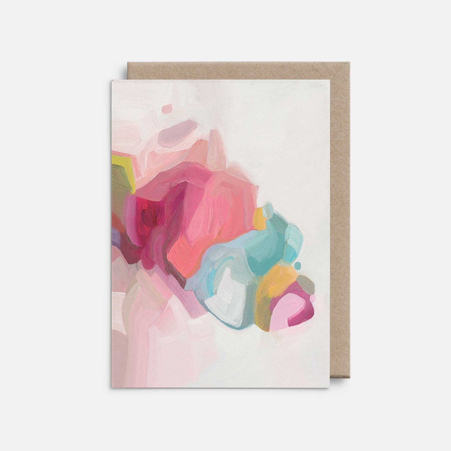 pastel abstract painting artist greeting card with kraft envelope