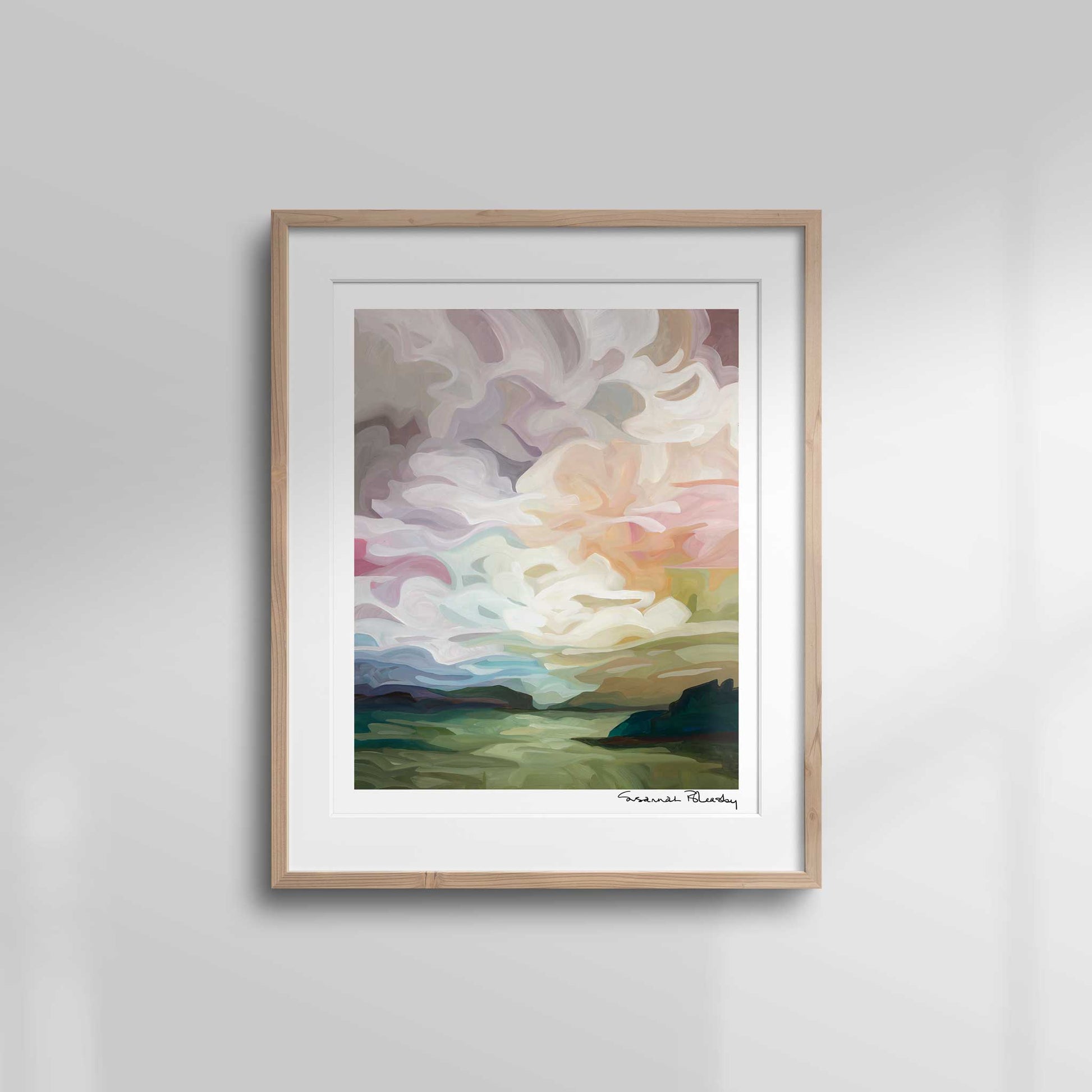 pastel abstract sky painting vertical art print 16x20