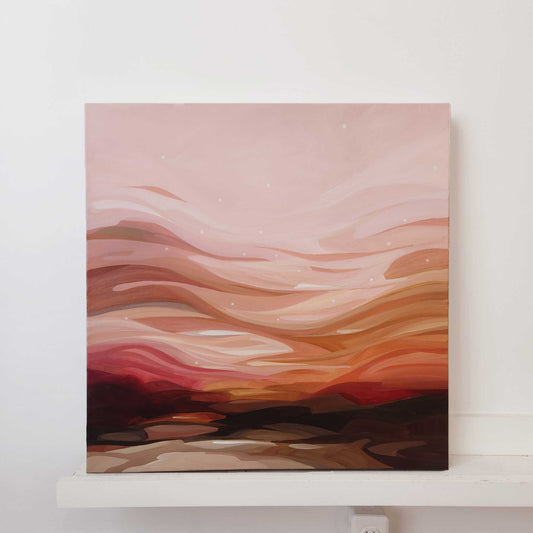 peach abstract evening sky painting