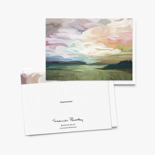 Fine art greeting card featuring peach clouds and evening light