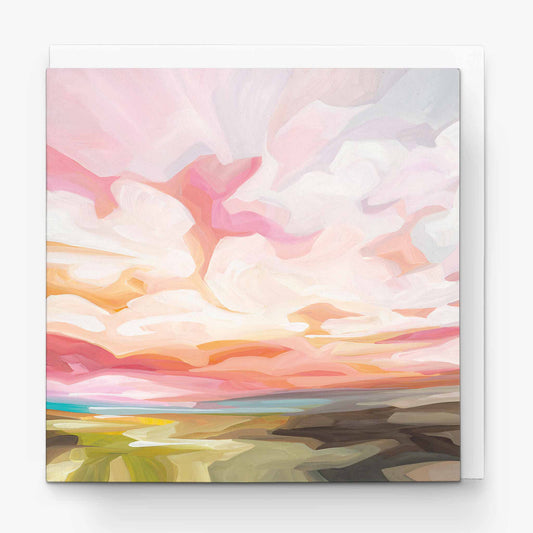 peachy day sunrise sky art card UK