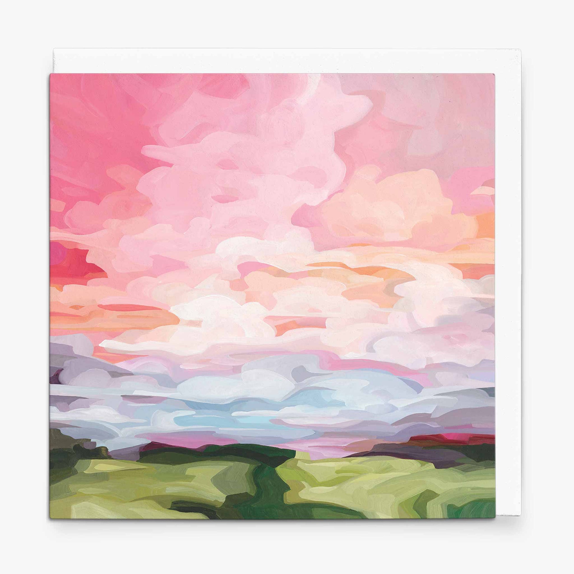 peach sunrise sky painting art card