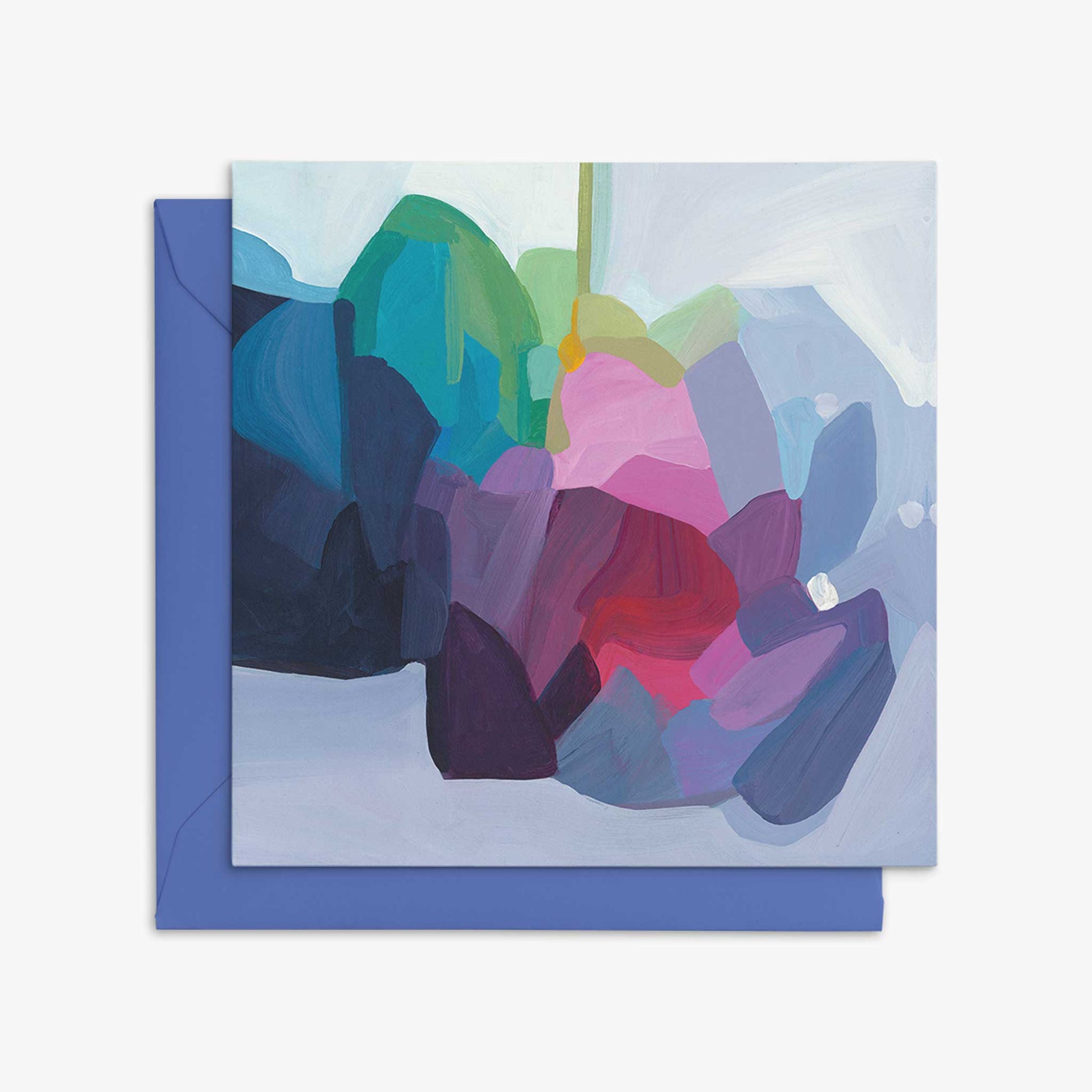 periwinkle abstract art cards with blue envelope