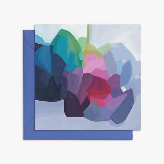 periwinkle abstract art cards with blue envelope