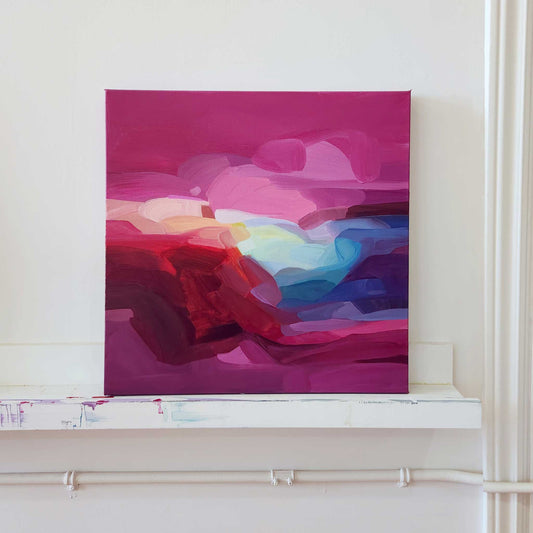 pink abstract art fuschia sky painting