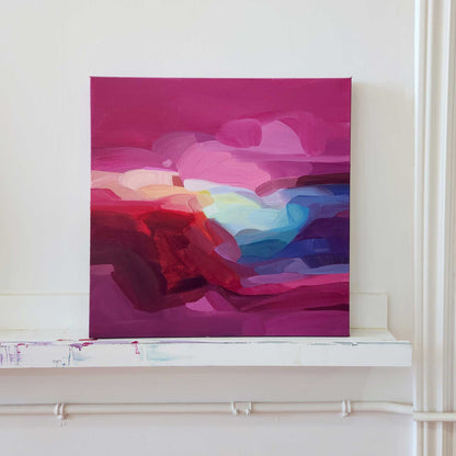 pink abstract art fuschia sky painting