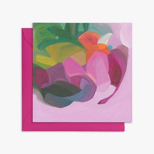 square pink art card uk with fuchsia envelope