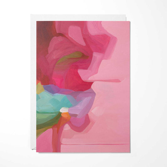 pink abstract floral double sided art card