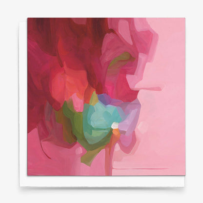pink abstract flowers art cards