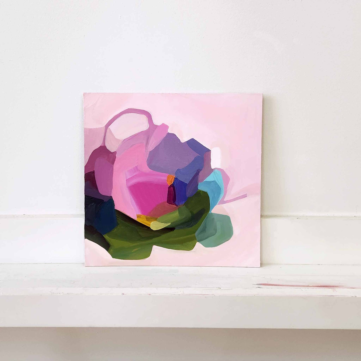 bright pink floral abstract painting