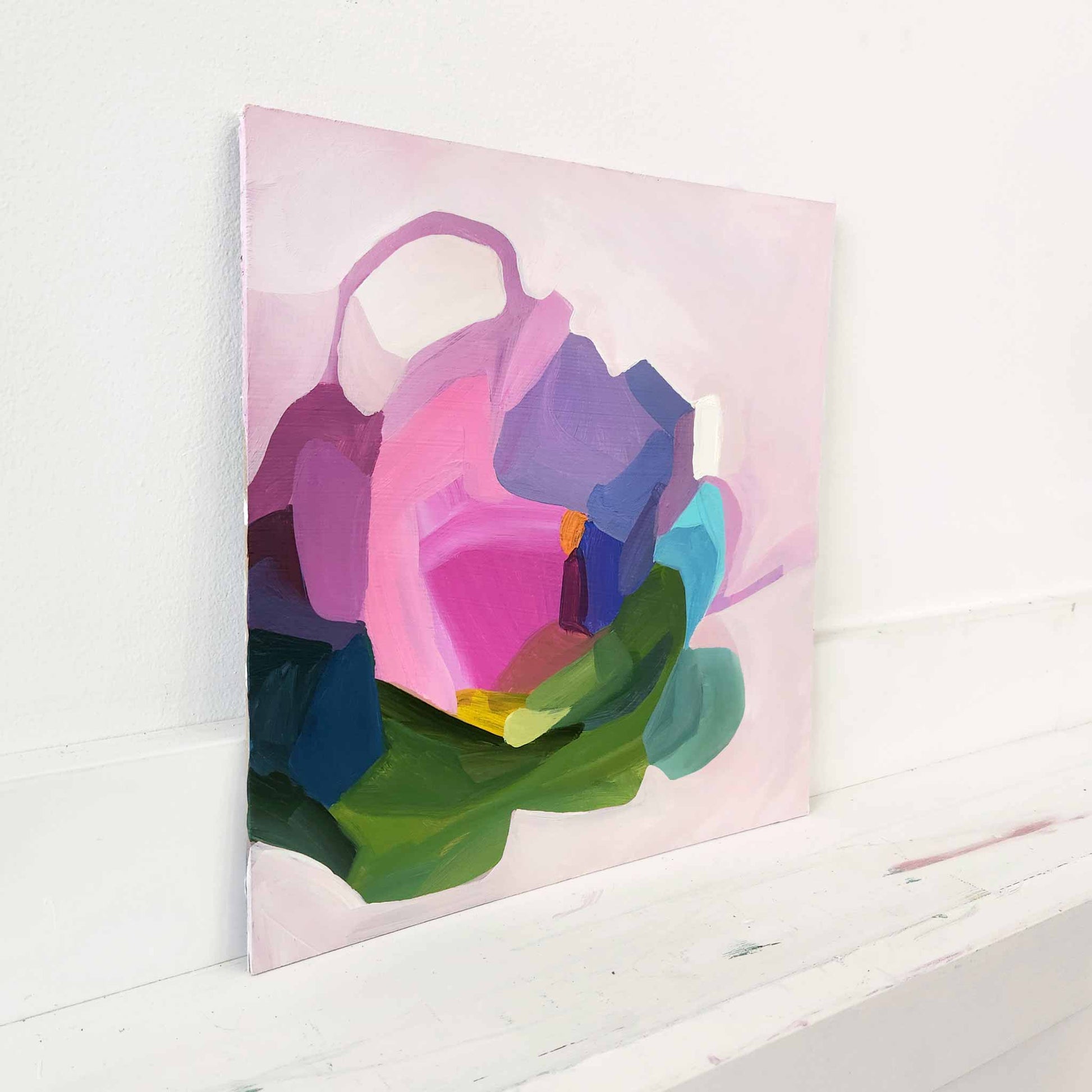 pink and periwinkle abstract painting