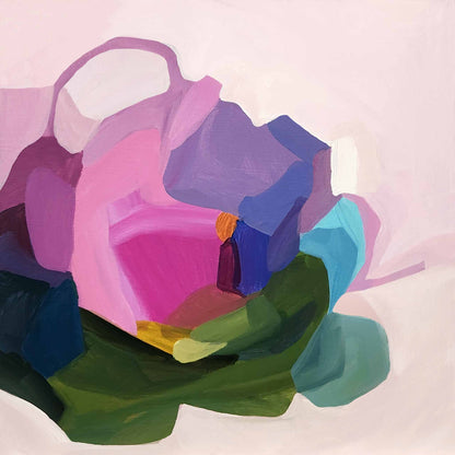 modern floral art with pink and mauve tones