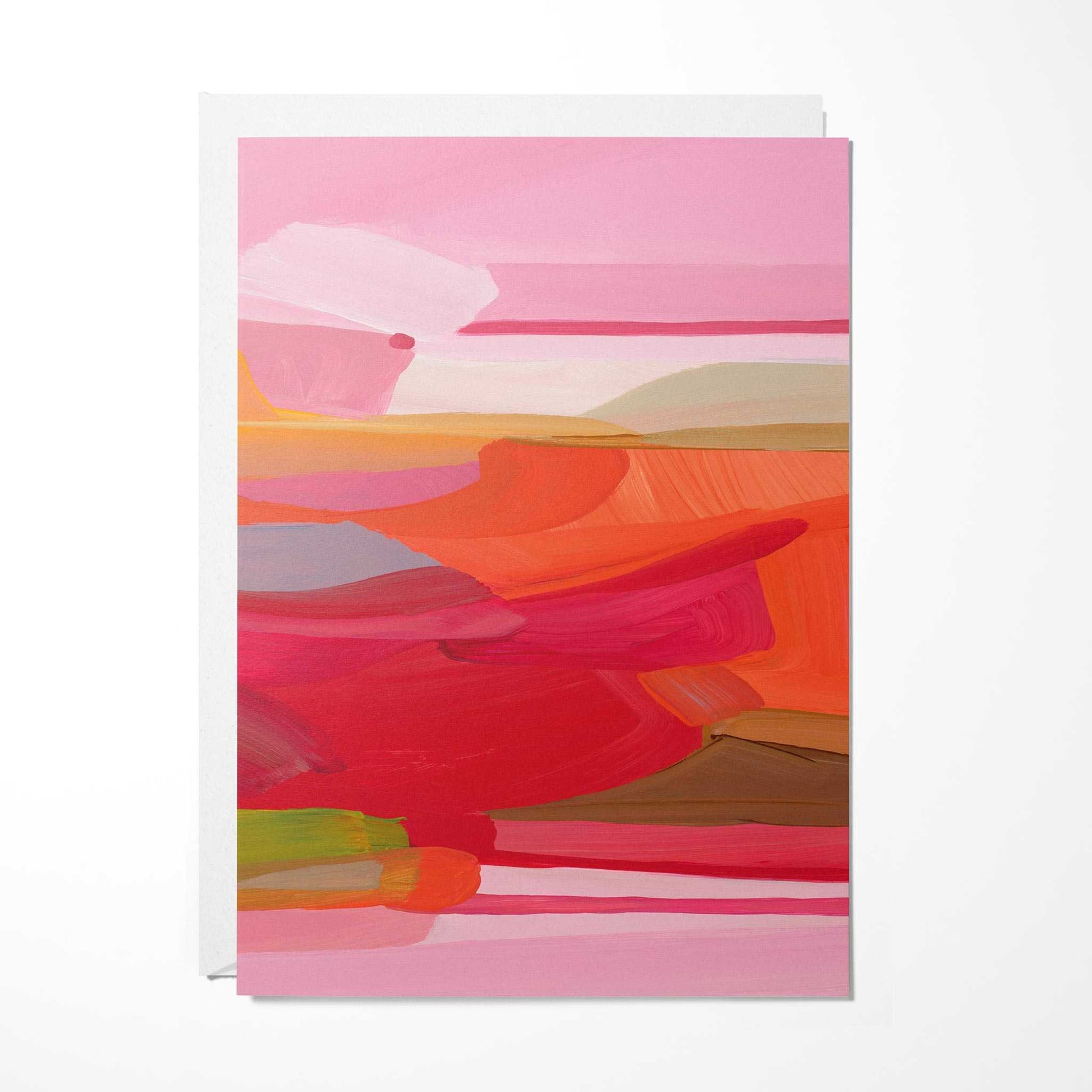 pink abstract stripes double sided art card