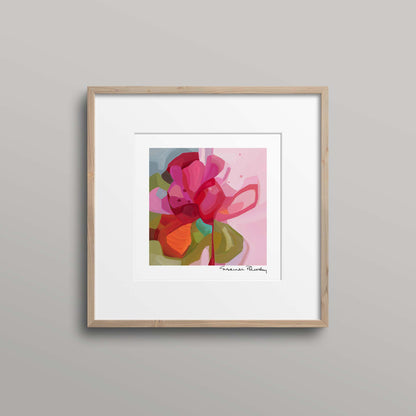 pink floral abstract art print 10x10