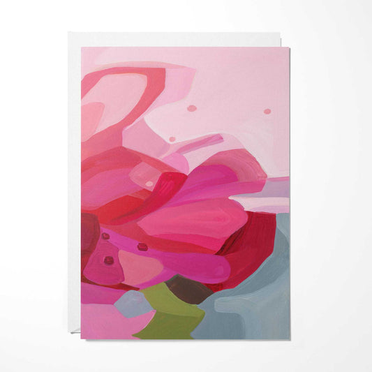 pink floral abstract double sided art card