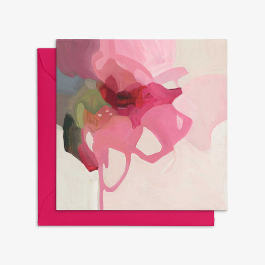 pink abstract floral art cards with fuschia envelope